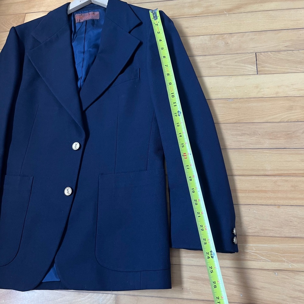 Vintage Yves Saint Laurent Navy Blue Blazer Gold YSL Monogram Buttons France - Picture 14 of 16